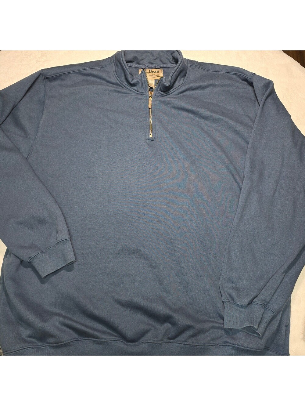 L.L. Bean Mens XXL Tall Quarter Zip Sweatshirt Blue Pullover Mock Neck 2XLT